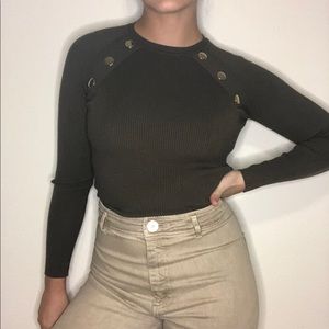 Zara Green Long Sleeve Corduroy Top 🍃🍂